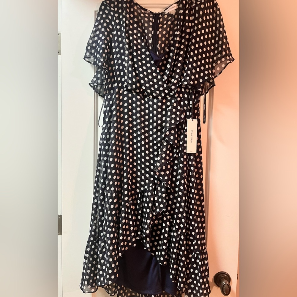 Calvin Klein Black and White Asymmetrical Dress